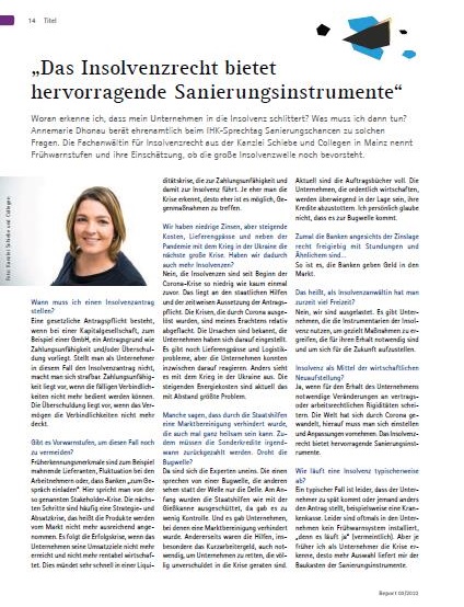 Fachanwältin Annemarie Dhonau Von Schiebe Und Collegen Berät Beim IHK-Sprechtag Zum Thema Sanierungschancen