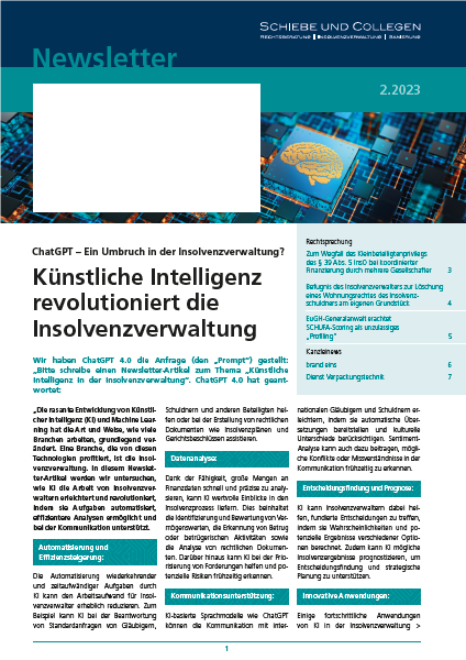 Newsletter 2/2023 ChatGPT – Ein Umbruch In Der Insolvenzverwaltung?